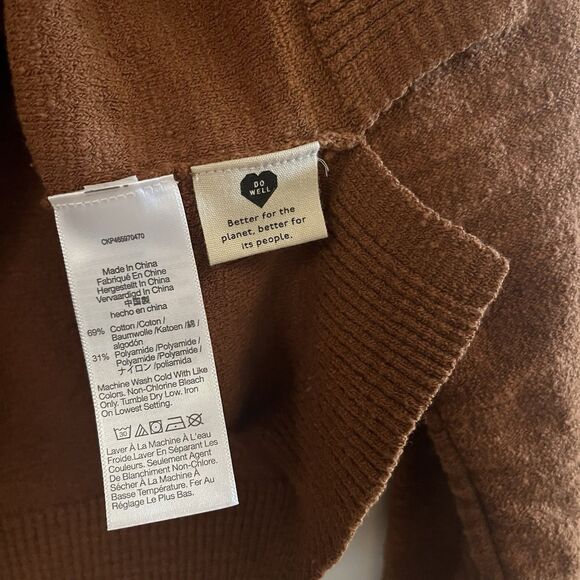 Madewell Brampton Cropped Crewneck Button Cardigan Sweater Brown Small - Picture 12 of 13